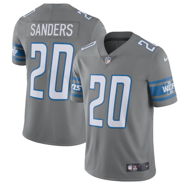 mens nike barry sanders silver detroit lions retired player vapor limited jersey